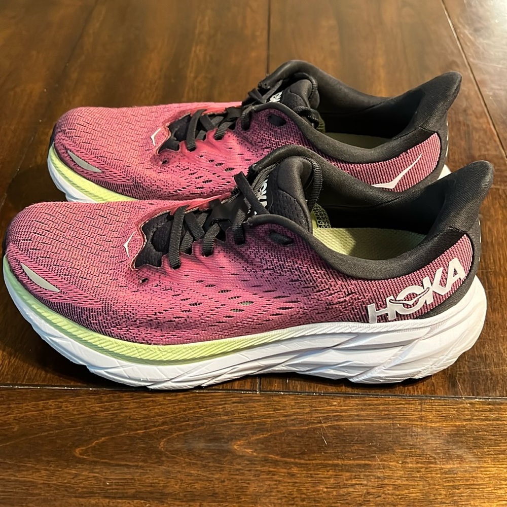Hoka One Clifton 8 Womens Size 8.5w Shoes Ibis Rose Running Athletic Sneakers.